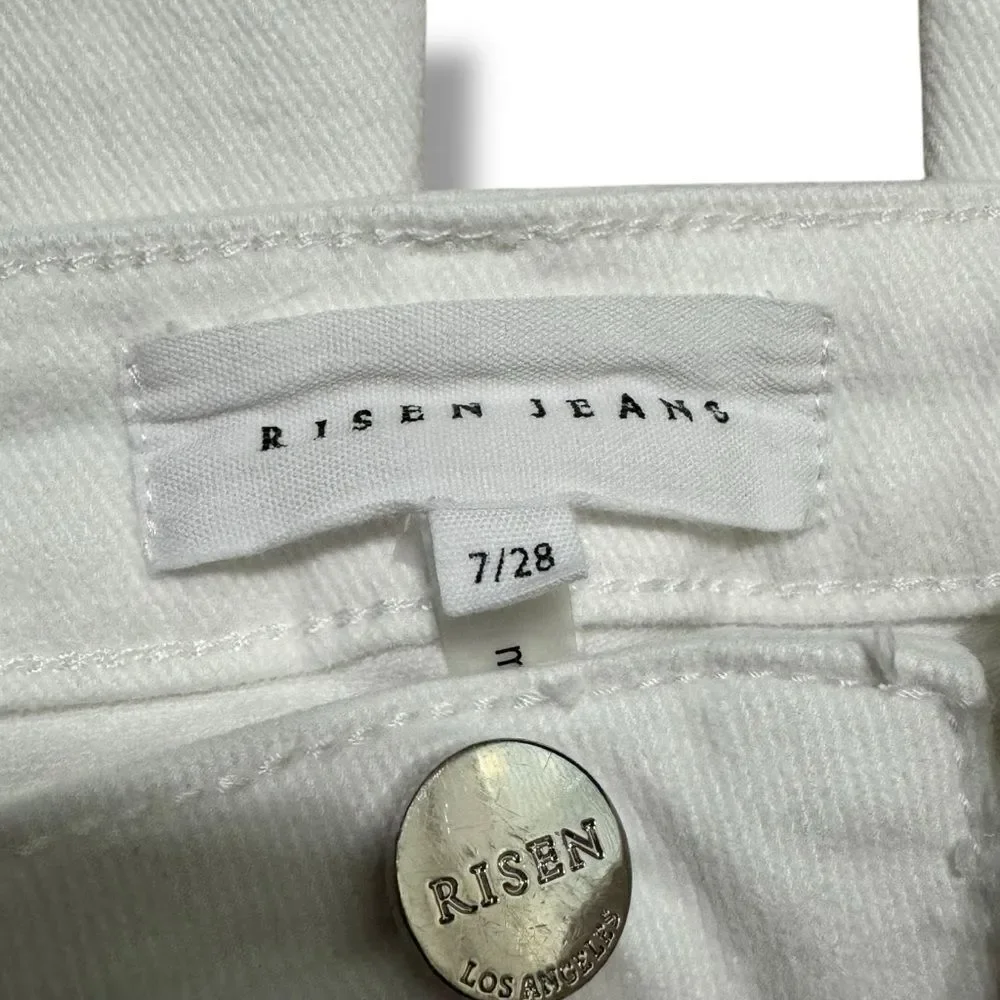 Risen White Flare Jeans High Rise 28 Retro Denim Model Off Duty Western